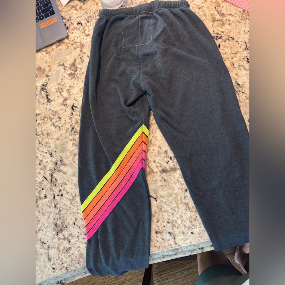 Aviator Nation Sweatpants with Rainbow Stripes